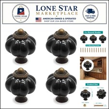 Set of 4 Stylish Black Ceramic Drawer Knobs - Enhance Your Furniture's Elegance