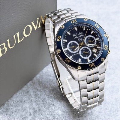 Bulova Marine Star 98B400 Men s Quartz Watch Blue Dial Stainless Steel 41.5MM