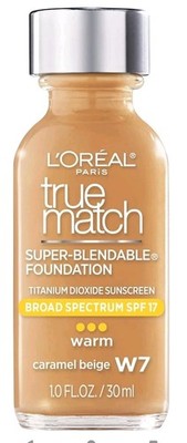 L'Oreal Paris True Match Super-Blendable Foundation, W7 Caramel Beige, 1 fl oz