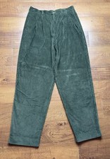 Vintage Eddie Bauer Pleated Jumbo Corduroy High Waisted Pants Green Women s 16