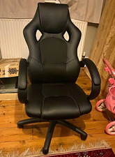 Black Faux Leather High Back Gaming Office Chair Swivel Padded Armrests Wheels