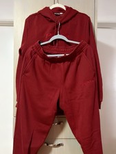 PUMA Men s Red 2-Piece Sweatsuit Set Hoodie Pants Drawstring Pockets L