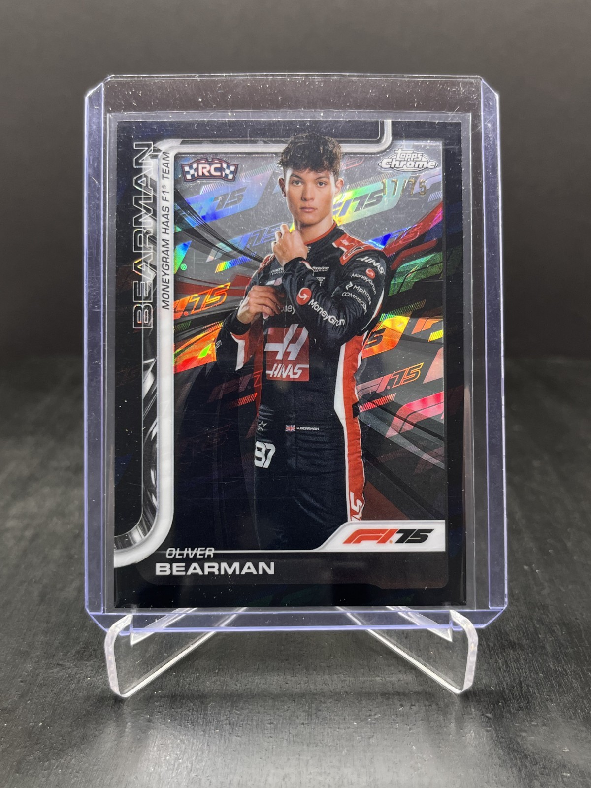 2025 Topps Chrome F1 Oliver Bearman RC Portrait 75th Annv. Refractor 17/75 #14