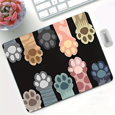 Cartoon Cute Multi-Color Cat Paws Mouse Pad: Cat Lover Office Desktop Accessory