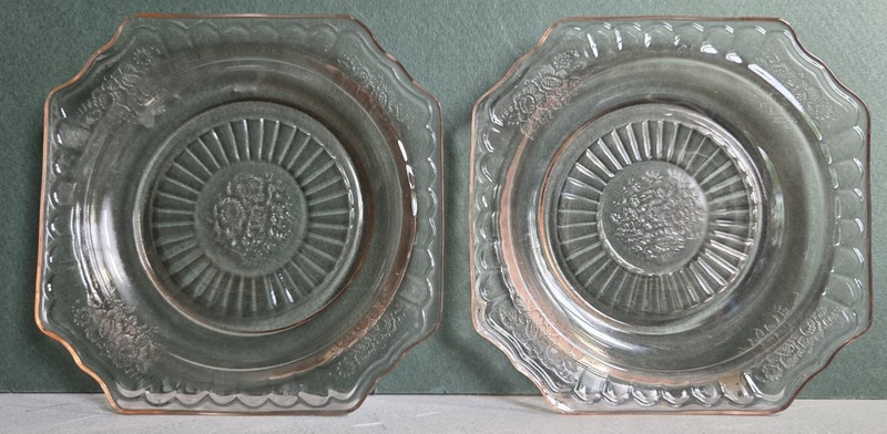 Set of 2 Vintage Depression Glass Hocking Mayfair/Open Rose Pink 5.75 In. Plates