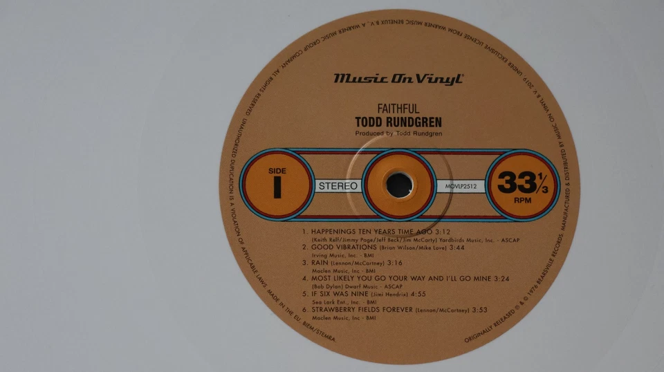 Todd Rundgren – Faithful LP VINYL PROGRESSIVE ROCK 2019 WHITE MOVLP2512 TOP - Bild 3 von 4