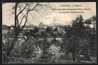 AK Lindenfels /Odenw., Teilansicht mit Hotel Hessischer Hof und Kirche 