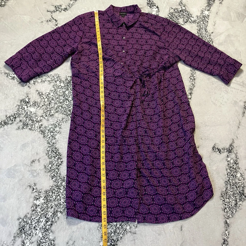 Vestido J Jill Wearever para mujer talla 3X fruncido con lazo delantero púrpura floral de maracuyá Foto 2 de 4