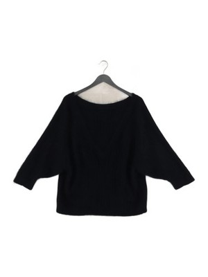 Ba&sh Damen Pullover UK 8 schwarz Angora mit Polyamid V-Ausschnitt Pulli