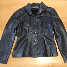 ISSEY MIYAKE Black Leather Jacket Size M Button Tight fit Used Made in Japan