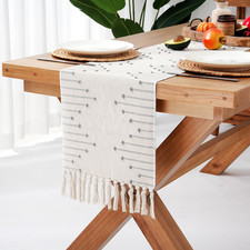 Boho Cotton Woven Table Runners, Country Rustic 72 inches Long Table Runner for