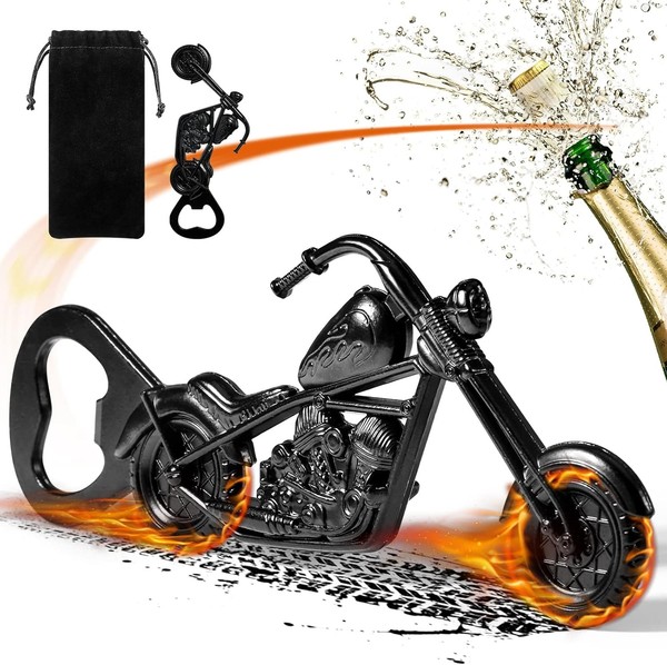 FlaschenöFfner Motorrad Schwarz Mit Tasche Gadget Biergeschenke FüR MäNner-image