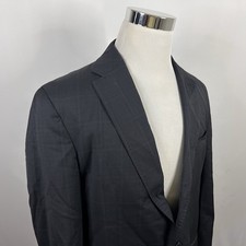 Ted Baker London 46L Ron Sport Coat 100 Wool Gray Plaid Two Button Vented