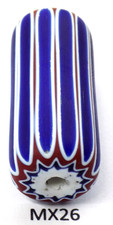 X LONG Beautiful Blue Antique Venetian Chevron Trade Bead African MX26 Bg 88