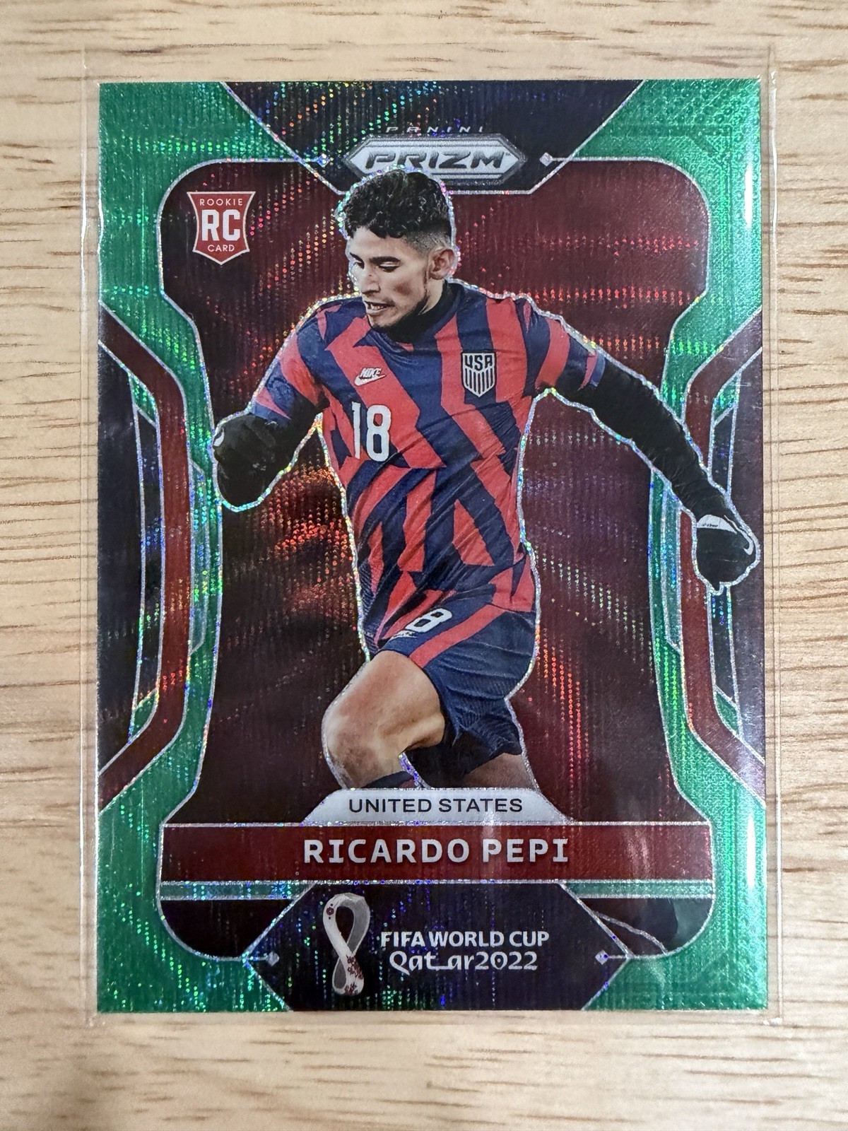Ricardo Pepi United States 2022 Panini Prizm FIFA World Cup Green Wave RC #205