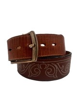 Vintage Tony Lama Western Leather Buckle Belt 34 Tan Brown Texas USA Country