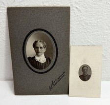 2- 1870 s - 1900 s Cabinet Card CDV Photos Older Stern Looking Women Portrait