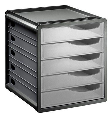 Spacemaker Schubladenbox / Bürobox mit 5 Schüben Kunststoff (PS) BPA frei