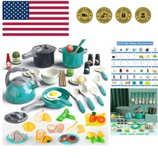 67Pcs Kids Play Kitchen Toys Set, Toddlers Pretend Cooking Playset Acccessori...
