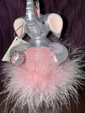 Vintage Soffieria De Carlini Elephant Ballerina Ornament Blown Glass Italy.