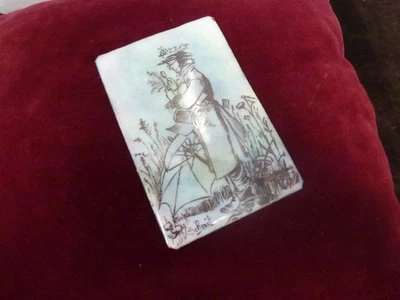 plaque émaillée sur cuivre,le botaniste par Schmit,10x15cm - Photo 1/4