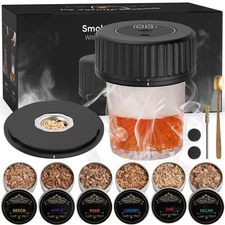 Whiskey Smoker kit - Built-in Lighter (No Butane）Drink Smoker, 6 Wood Chip Fl...