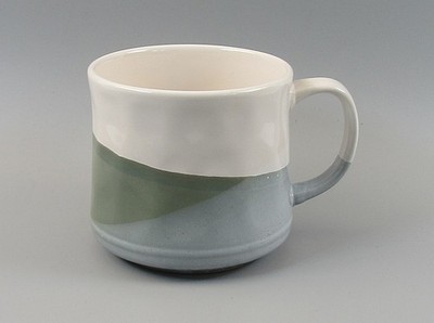 Scandi Home Becher Feuerglasiert Elfenbein Aquamarin & Grün Kaffeetasse 20 Unzen Keramik