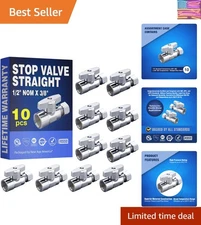Lead-Free Brass Stop Valve Set | 1/4" Turn | 10pcs for Smart Plumbing Solutions