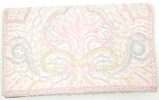 Vintage La Regale White Beaded Paisley Clutch 90s Bridal Wedding Evening Bag New