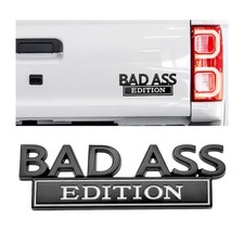 Car Bad Ass Edition Emblem, 3D Fender Badge, Black White