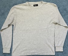 Ebl Men's Gray Waffle-Knit Crew Neck Long Sleeve Pullover Sweater Size M
