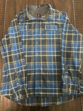 Swiss Tech Mens LS Button Up Shirt XL 46-48 Blue Plaid Swiss+Tech Polyester