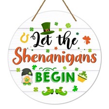 Wooden St. Patrick's Day Hanging Sign Door Wreath Sign for Front Door Porch