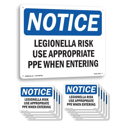 #ad Legionella Risk Use Appropriate PPE When Entering OSHA Notice Sign 5 10 Pack $26.99