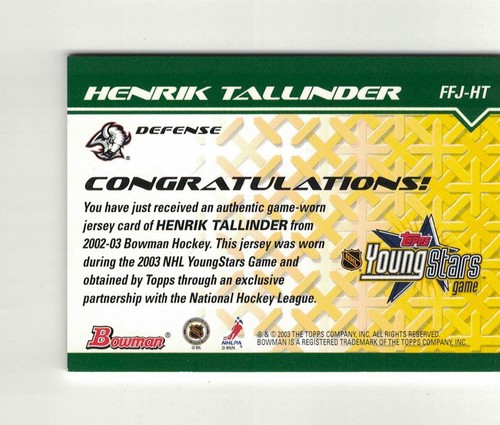 2002-03 Bowman Young Stars Fabric Of The Future Game Worn Jersey Insert Cards - Picture 23 of 51