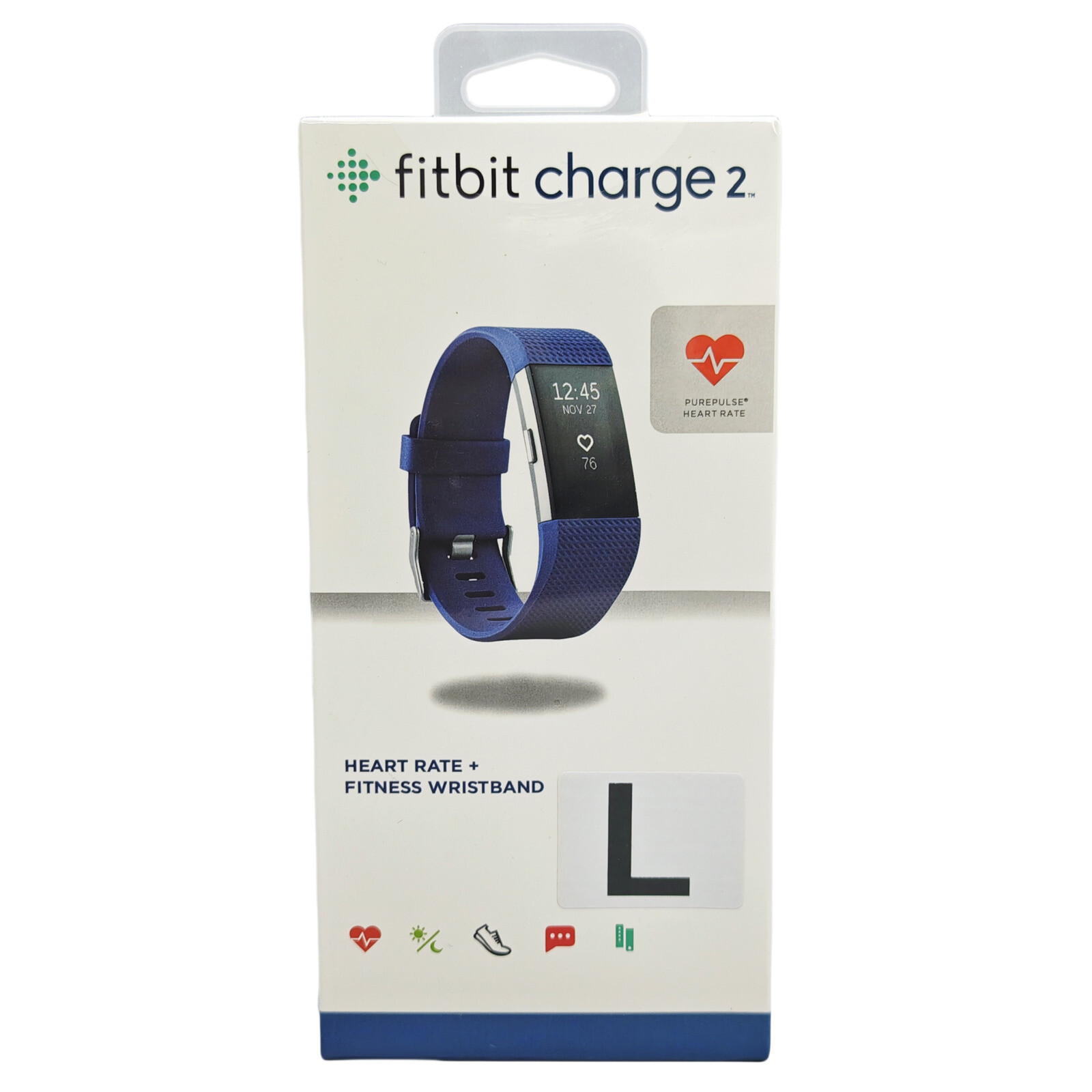 Fitbit Charge 2 Fitness Tracker with Heart Rate & Sleep Tracking in Blue – Brand New-image