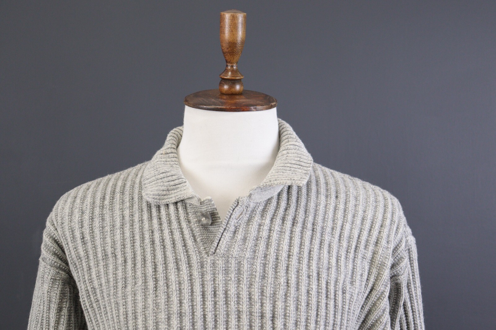 Carlo Colucci Limited Japan Gray Polo Neck Ribbed Sweater Size L