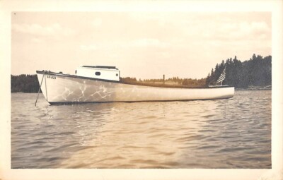 PLEASANT BEACH, ME ~ PLEASURE BOAT RODY DON, REAL PHOTO PC ~ used 1940s