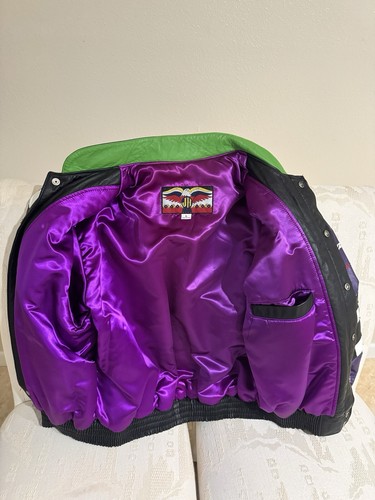RARA GIACCA PELLE JEFF HAMILTON MULTICOLORE TEAM BAJA VINTAGE ANNI 90 TAGLIA L - Foto 6 di 9