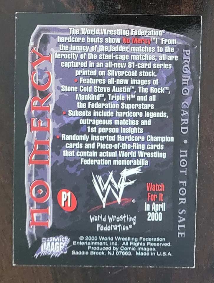 MANKIND Mick Foley Signed 2000 Comic Images NO MERCY #P1 Card WWF - Image 2 of 2
