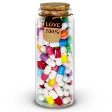 Capsule Letters Message in a Glass Bottles, 100Pcs Cute Smiling Face Love Fri...