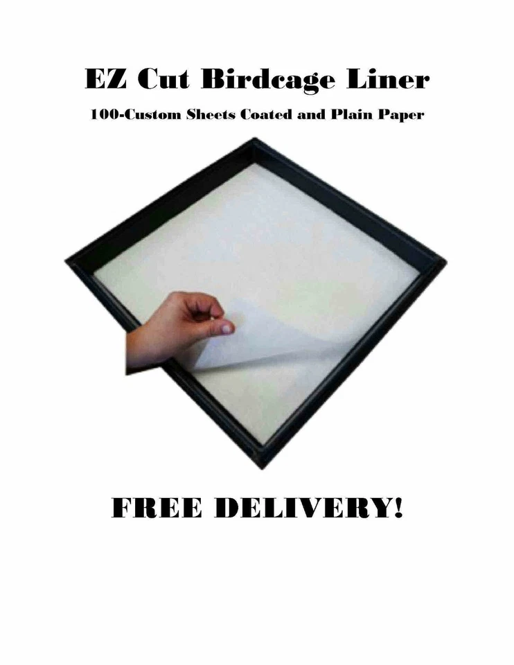 EZ CUT 100 Sheets EZ Cage Birdcage Liner-Poly Coated-Plain paper Custom Cut to Order