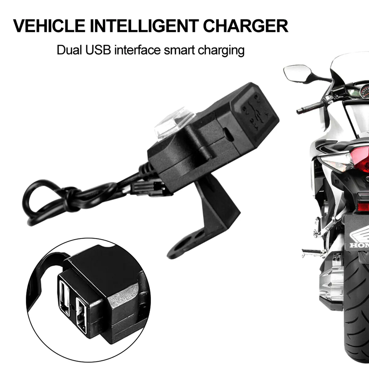 12V Motorrad Lenker Dual USB Buchse Steckdose Ladegerät Schalter Wasserdicht  NEU