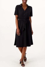 Girl With Curves Collared Knit Midi Shirt Dress True Black