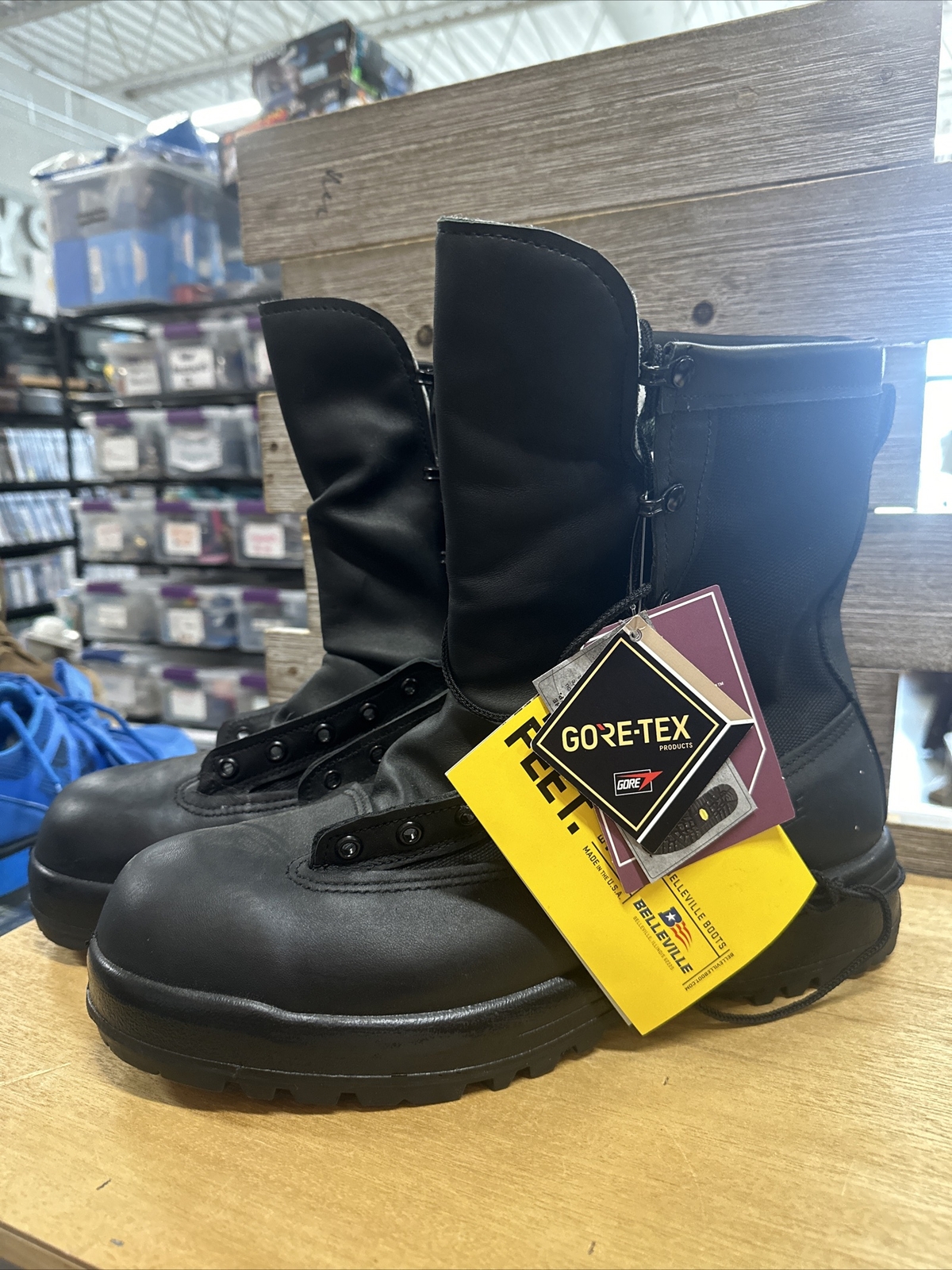 Belleville Mens Gore Tex Military Combat Boots Black Leather USA Vibram Size 12.5 R-image