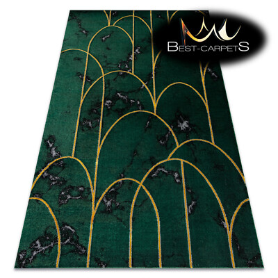 Exklusiver moderner Teppich ''''SMARAGD'''' Glamour Art Deco Marmor GRÜN/GOLD hochwertig