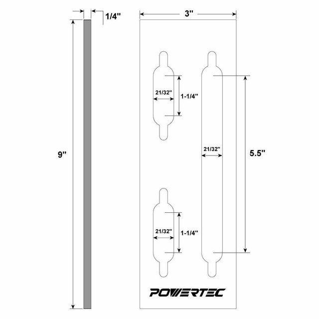 POWERTEC 71120 PictureHanging Keyhole Template 3" x 9" Three Slot Jig