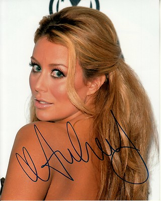 AUBREY O'DAY hand-signed SEXY 8x10 CLOSEUP IN BACKLESS DRESS authentic