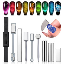 Cat Eye Magnetic for Nail: 9PCS Cat Eye Gel Nail Polish Magnet Tools Set Stro...
