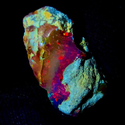 Äthiopische Opal rough,Natürlich raw, black fire Edelstein 12 Karat 27x15 MM